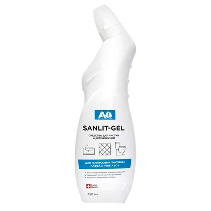 Средство моющее для сантехники 750 мл "Санлит-гель", дезинфецирующее (10)