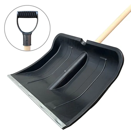 Комплект: Лопата снеговая пластиковая "Вьюга №2", 500х375 мм, с оцинк. планкой + Черенок + V ручка