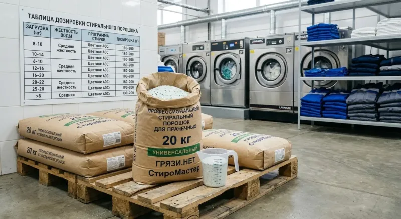 Стиральный порошок 20 кг для прачечных и предприятий: выбор и нормы расхода | ЧистоОпт
