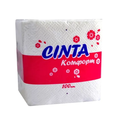 Салфетки бумажные "Сinta Комфорт", белые, 100 шт в упаковке (20)