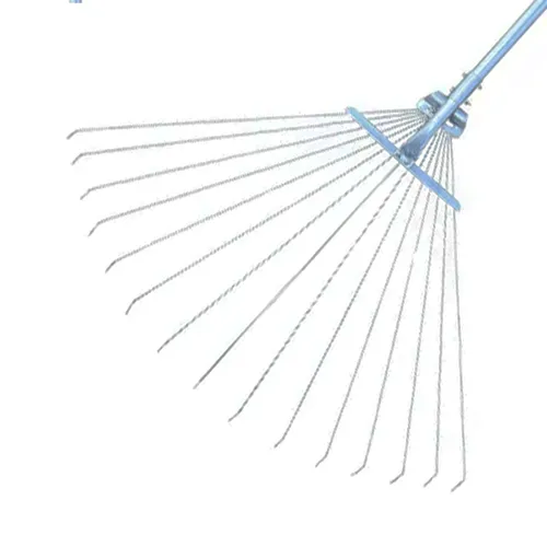 Грабли веерные раздвижные прутковые, оцинкованные,15 зубьев, с металлическим черенком (12)