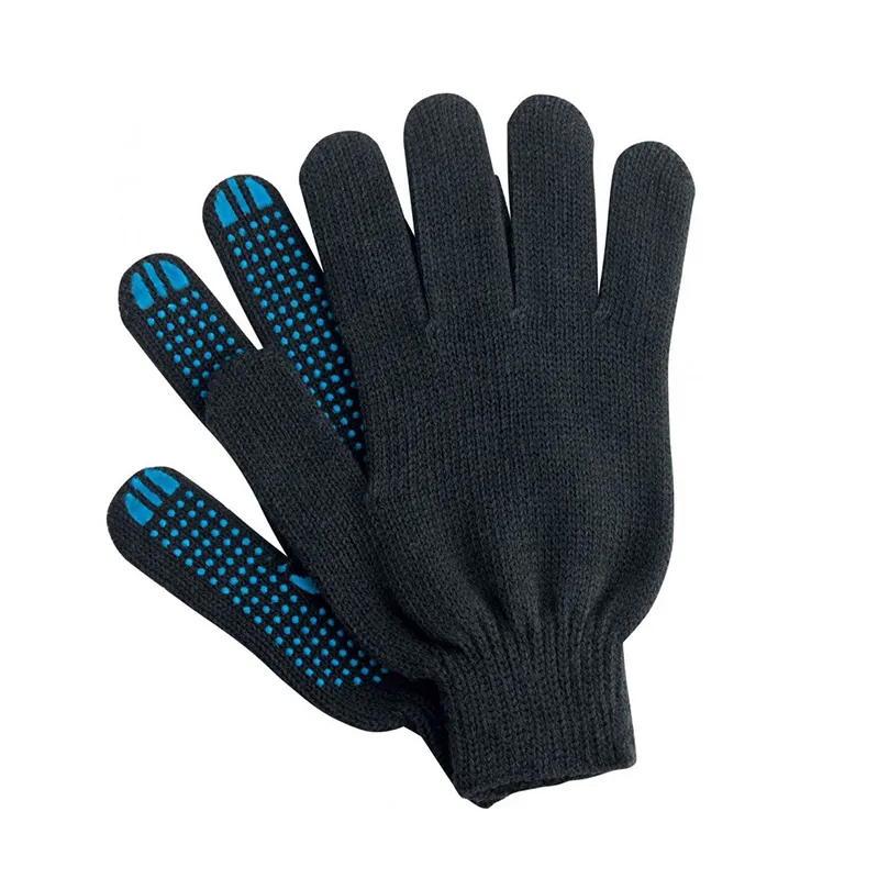 Перчатки рабочие хб с ПВХ покрытием "точка", 5 нитей, 10 класс вязки, трикотажные (черные)