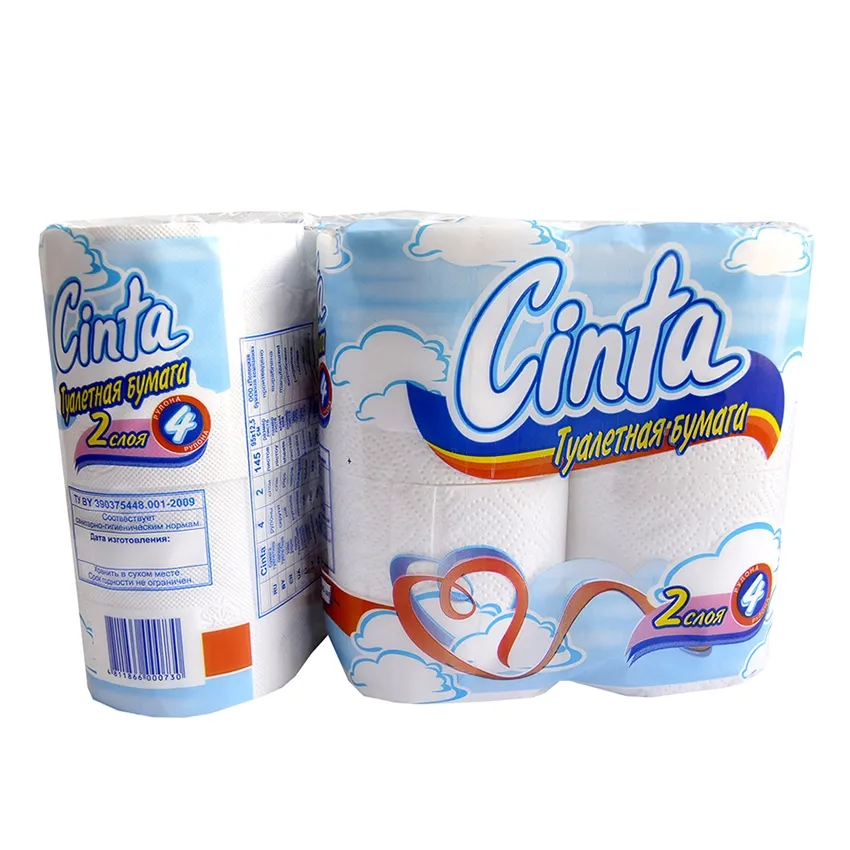 Бумага туалетная двухслойная «Cinta», белая, 4 рулона/уп (10)