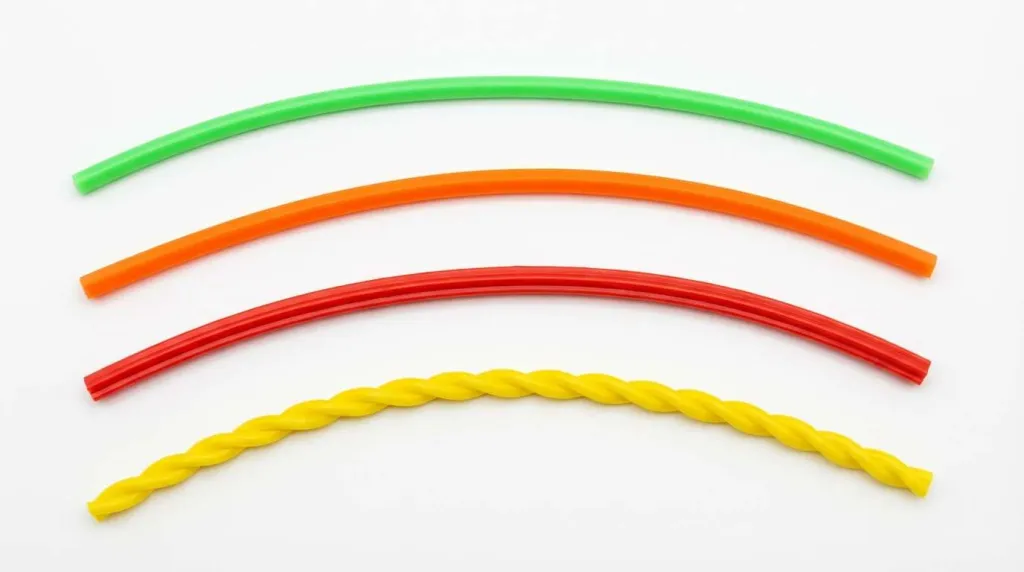 Формы сечения лески: круглая, квадратная, звезда, витая