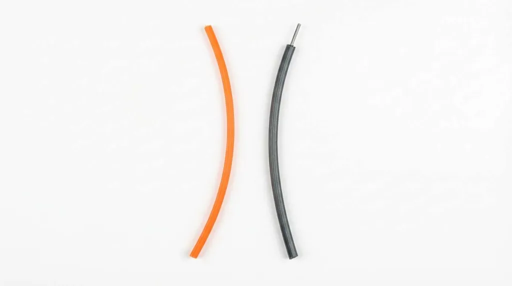 Нейлоновая и армированная леска для триммера в разрезе