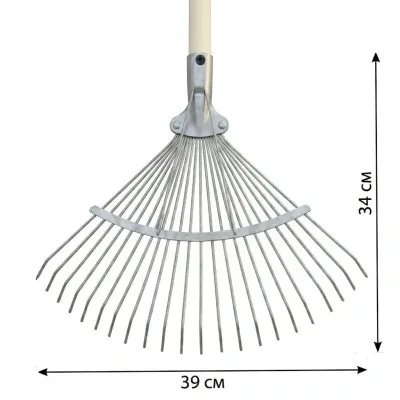 Комплект: Грабли веерные проволочные 22 зуба + Черенок
