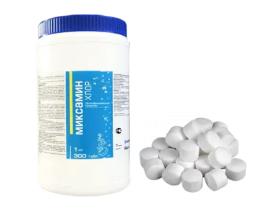 Хлорка в таблетках Миксамин Хлор 1кг 300 табл/уп (аналог Хлороцида)