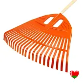 Комплект: Грабли веерные пластмассовые 23 зуба, цветные, ширина 500мм + Черенок