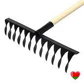 Комплект: Грабли витые металлические 12 зубьев + Черенок