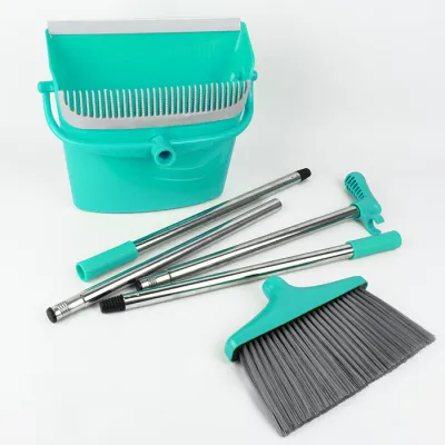 Набор для уборки "Совок-ловушка поворотный + Щетка" с металлическими рукоятками