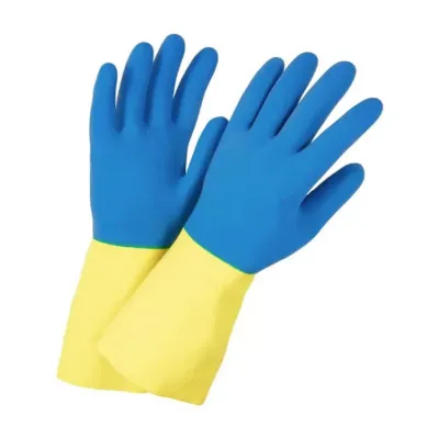 Перчатки хозяйственные латексные особопрочные "ДВОЙНОЙ ЦВЕТ" (12)