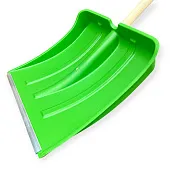 Комплект: Лопата снеговая пластиковая "Вьюга №3" Цветная, 380х365 мм, с алюм. планкой + Черенок