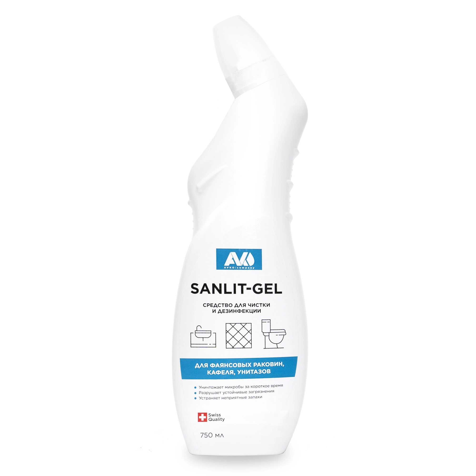 Средство моющее для сантехники 750 мл "Санлит-гель", дезинфецирующее (10)