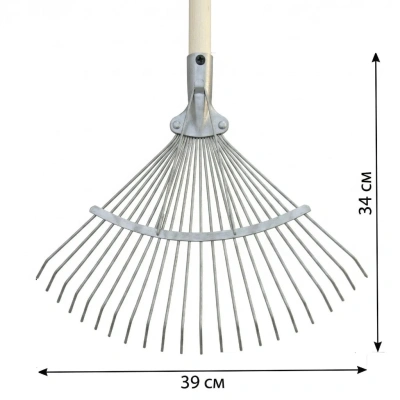 Комплект: Грабли веерные проволочные 22 зуба + Черенок