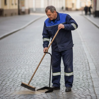Совок для мусора металлический с длинной вертикальной изогнутой ручкой H=70 см, толщина металла 1 мм