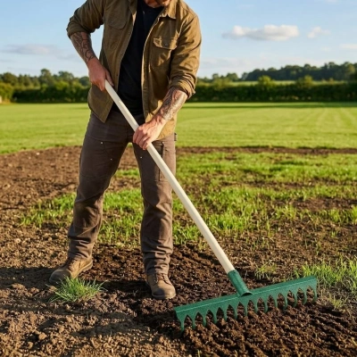 Комплект: Грабли витые металлические 14 зубьев + Черенок
