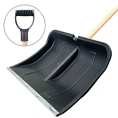 Комплект: Лопата снеговая пластиковая "Вьюга №2", 500х375 мм, с оцинк. планкой + Черенок + V ручка