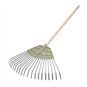Комплект: Грабли веерные пластинчатые 20 зубьев, на пластмассовой основе + Черенок