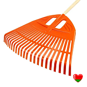 Комплект: Грабли веерные пластмассовые 23 зуба, цветные, ширина 500мм + Черенок