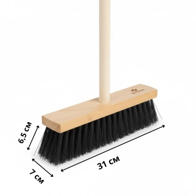 Комплект: Щетка подметальная "ЧистоОпт", Жесткий ворс, деревянная колодка 280х55 мм + Черенок