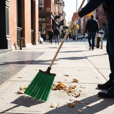Метла плоская пластиковая с черенком (Комплект) (5)