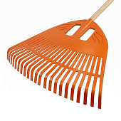 Комплект: Грабли веерные пластмассовые 23 зуба, цветные, ширина 500мм + Черенок