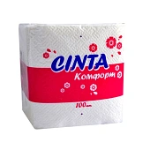 Салфетки бумажные "Сinta Комфорт", белые, 100 шт в упаковке (20)