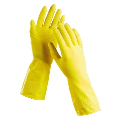 Перчатки хозяйственные латексные с хлопковым напылением "Лотос"