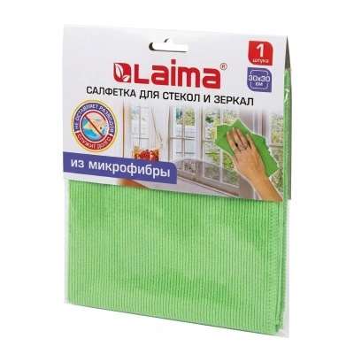 Салфетка для стекол и зеркал из микрофибры 30х30 см, фиолетовая, 280 г/м2, LAIMA (18)