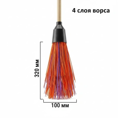 Метла круглая пластиковая "Оптима" 4к, с черенком (Комплект) (5)