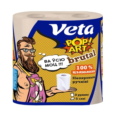 Полотенца бумажные в рулоне Veta Pop Art Brutal двухслойные, 100 % целлюлоза, 1*2 рулона (20)