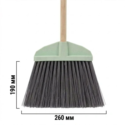 Метла плоская пластиковая "Гардена", с высокой щетиной, 3-х рядная, с черенком (Комплект) (5)