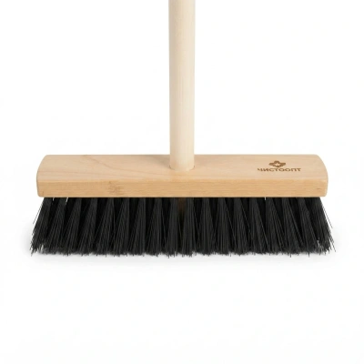 Комплект: Щетка подметальная "ЧистоОпт", Жесткий ворс, деревянная колодка 280х55 мм + Черенок