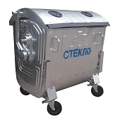 Евроконтейнер для сбора отходов стекла 1100 л (1,1 м3), металлический, оцинкованный